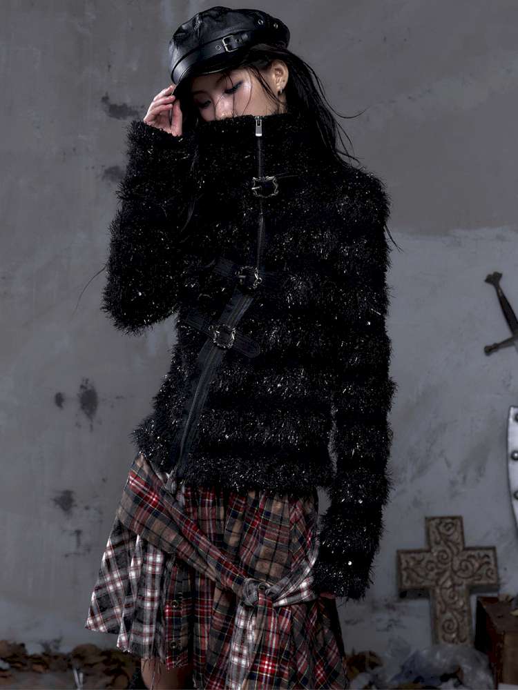 Leather Print Collared Coat【s0000014468】