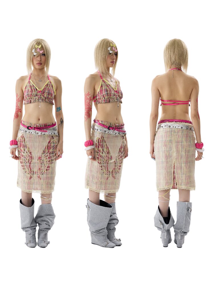 Pleated Plaid Adjustable Corset【s0000017638】