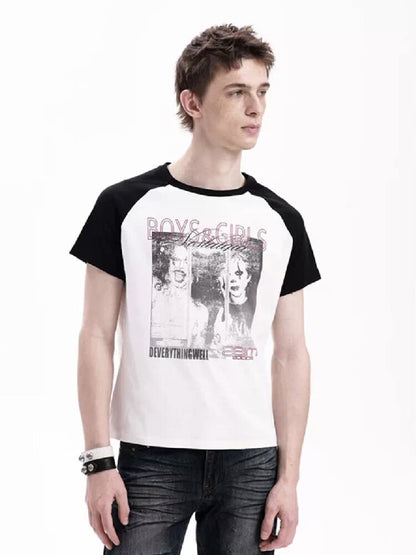 Record Slogan Patchwork T-Shirt【s0000018282】