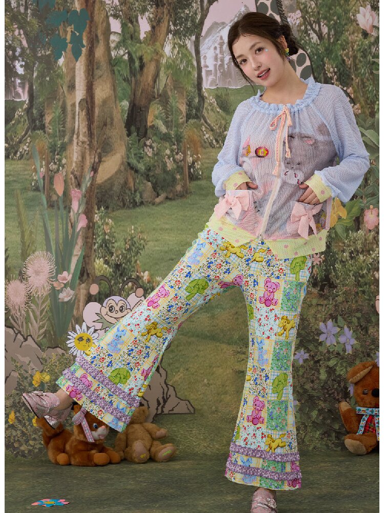 Stretch Floral Animal Print Pants【s0000017126】