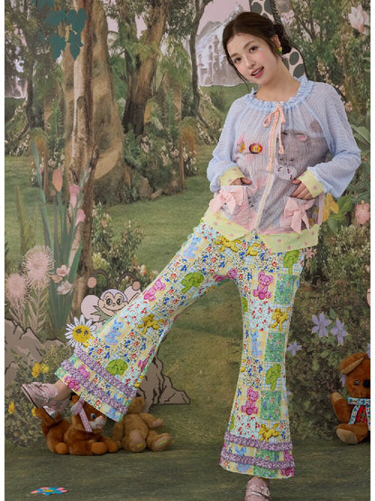 Stretch Floral Animal Print Pants【s0000017126】