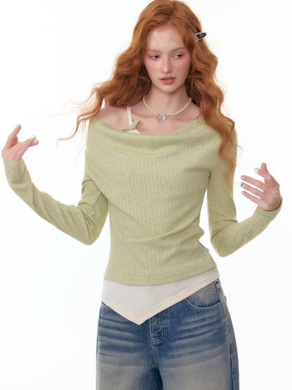 Slim Fit Top Long Sleeve Knit T-Shirt【s0000014354】