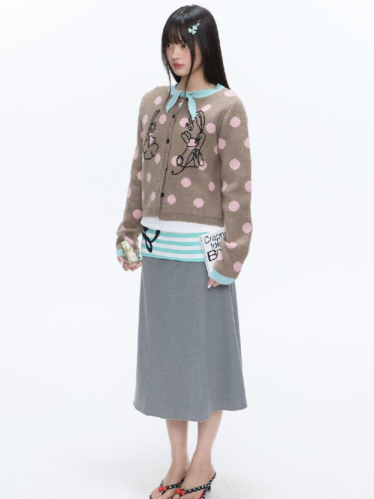 Contrasting Bow Polka Dot Sweater【s0000016382】