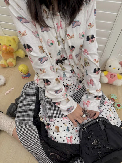 Long-Sleeve Printed Cardigan Top【s0000013973】