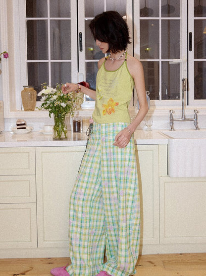 Plaid Print Loose Straight Pants【s0000016660】