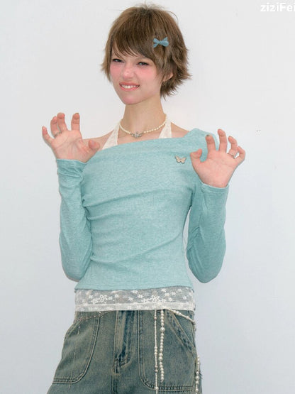 Gentle Swing Collar Knit Sweater Top【s0000017884】