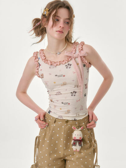 Printed Wood Ear Slim Camisole【s0000016623】