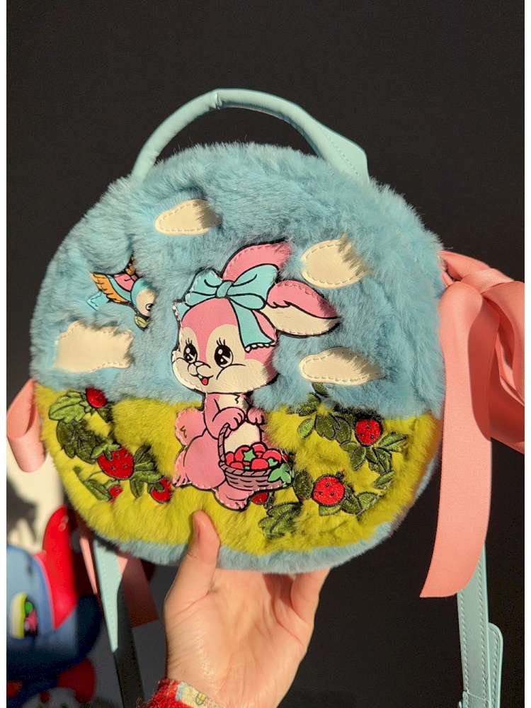 Blue Rabbit Plush Round Cake Bag【s0000015373】
