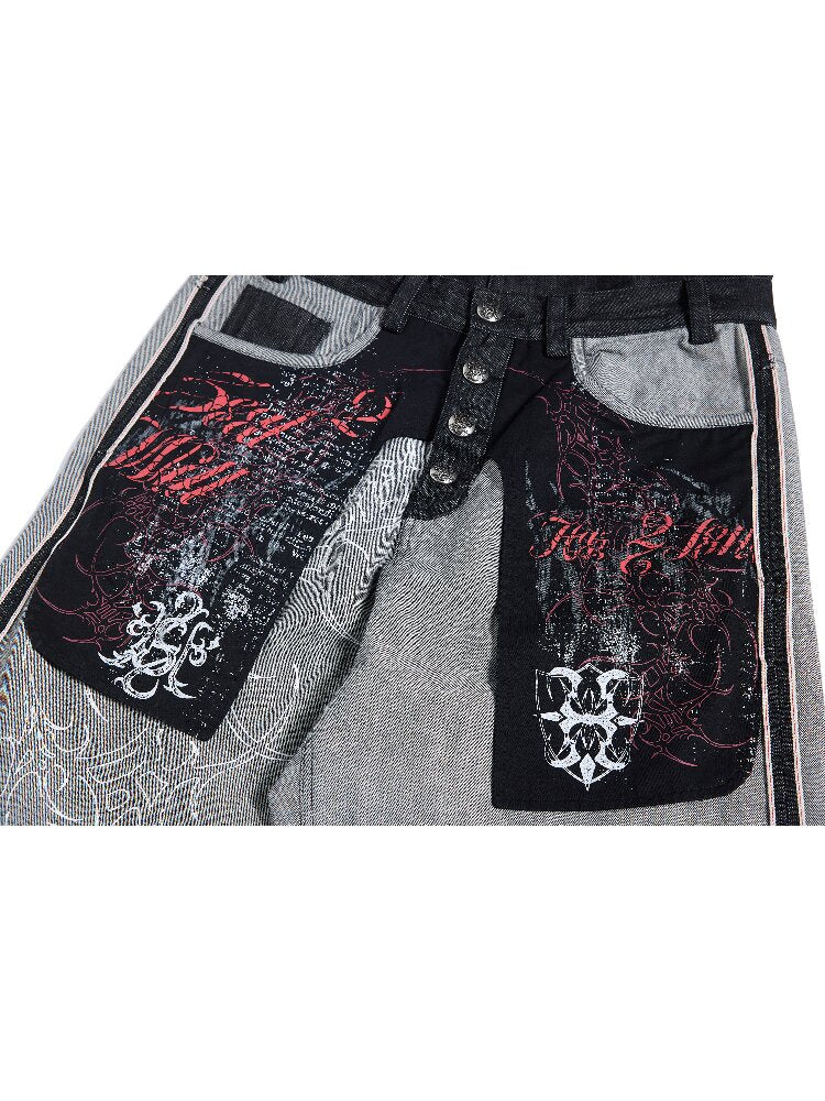 Bare-eared Pulping Double-waisted Jeans【s0000016959】