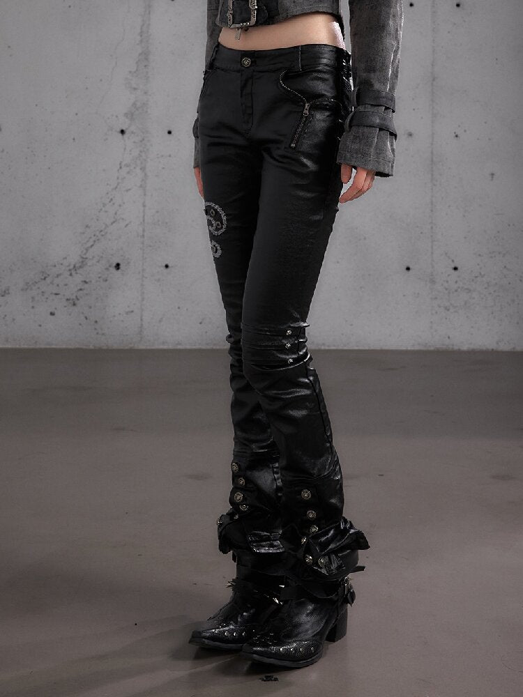 Washed Wax Leather Skinny Pants【s0000019162】