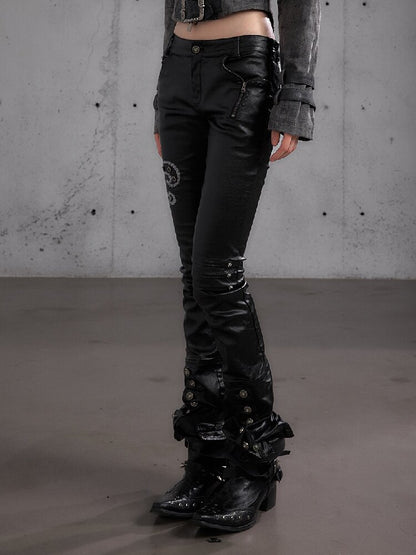 Washed Wax Leather Skinny Pants【s0000019162】
