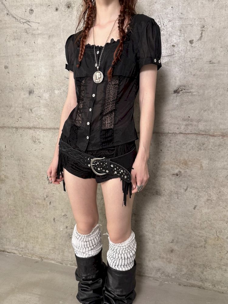 Micro-Stretch Fabric Low-Waist Shorts【s0000012704】