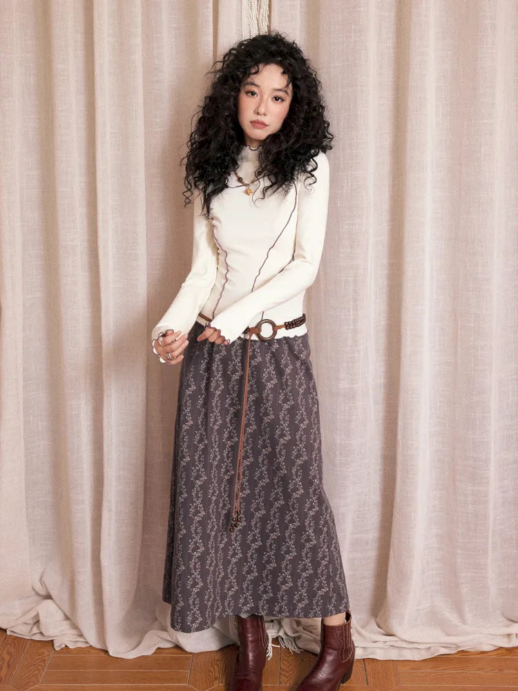 Retro-inspired versatile print maxi skirt【s0000013992】