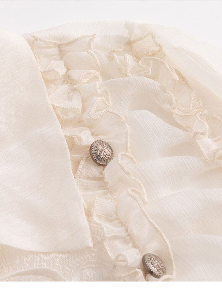 Sheer Chiffon Patchwork Lace Shirt【s0000017500】
