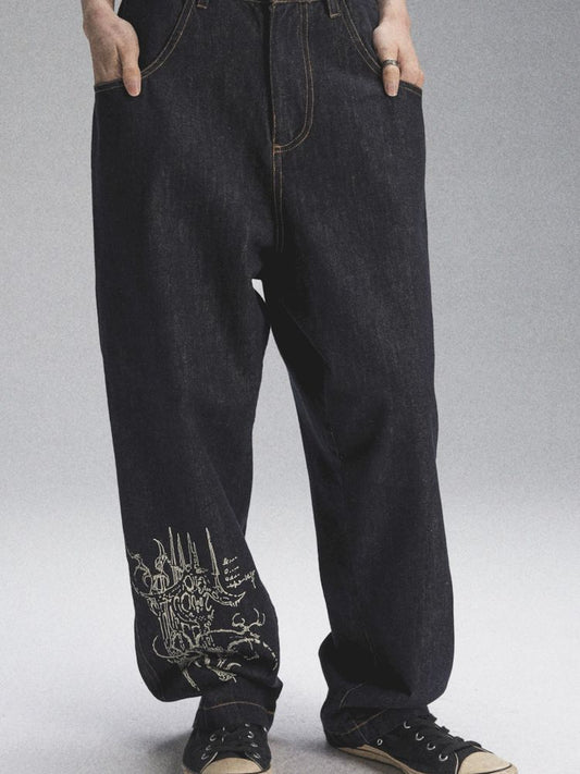 Loose Casual Original Color Printed Denim【s0000007904】