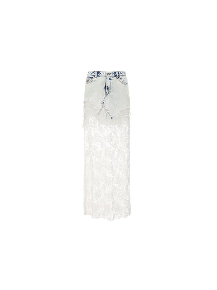 French Lace Splicing Denim Long Skirt【s0000009858】