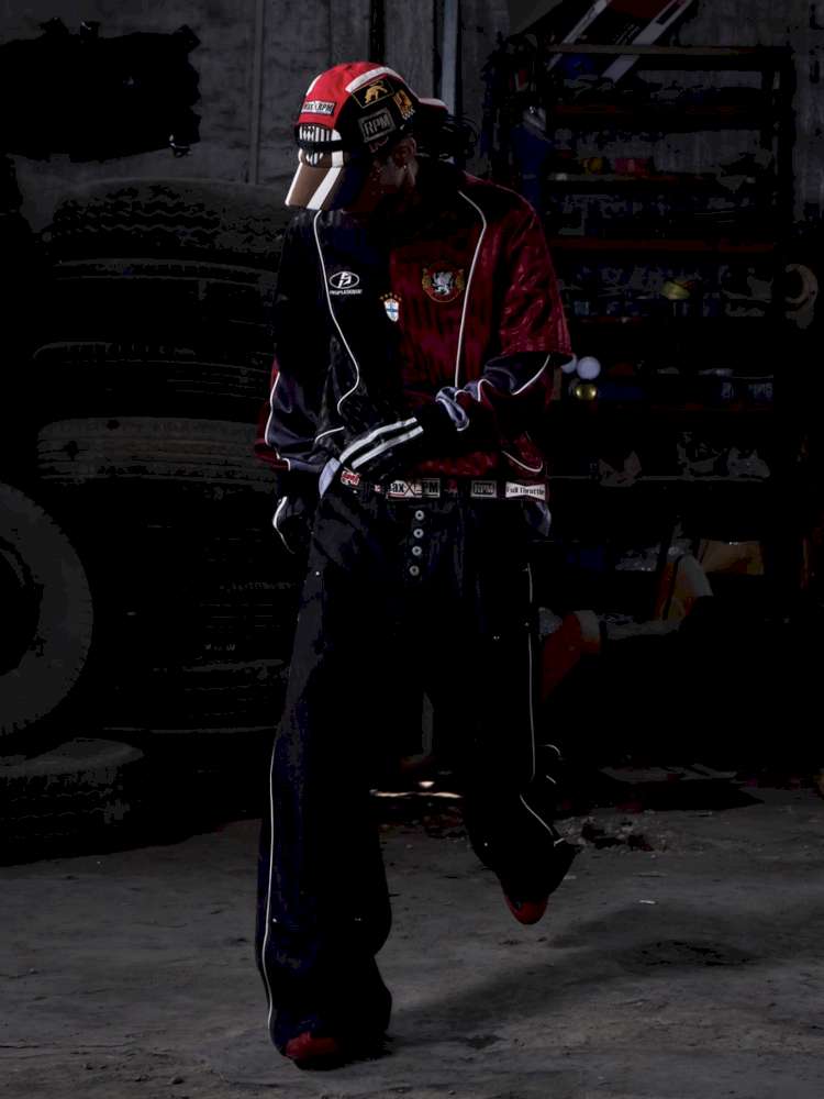 Red Trim Wide Leg Cotton Jeans【s0000015172】