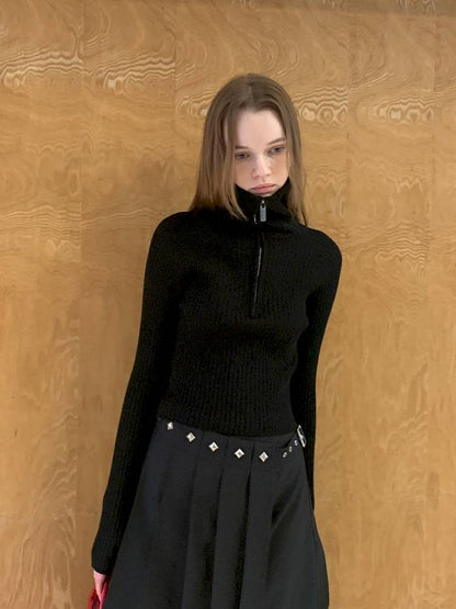 Zipper Stand Collar Base Layer Sweater【s0000014391】