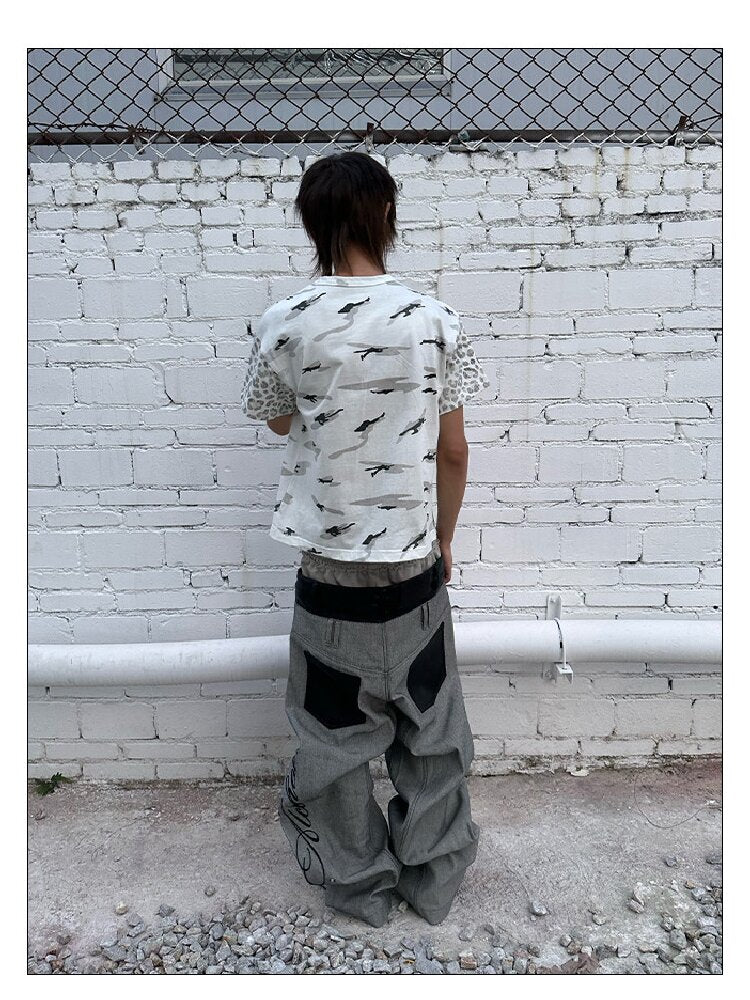 Double Waisted Spliced Wide Jeans【s0000016975】