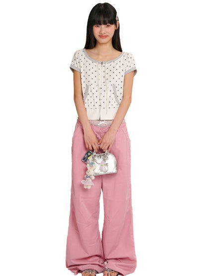 Double zipper one shoulder short sleeve t-shirt【s0000013430】