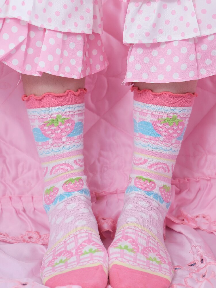 Strawberry Cake Print Summer Socks【s0000017757】