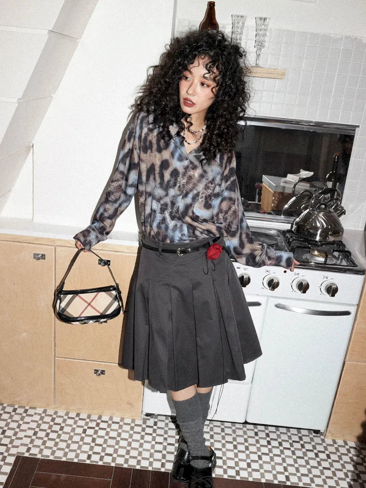 Leopard Print Cuban Collar Long-Sleeve Shirt【s0000013988】