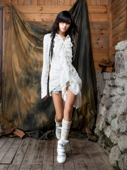 Ruffled Asymmetric Cardigan【s0000013897】