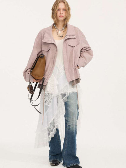 Stand-up Collar Drawstring Hem【s0000015415】