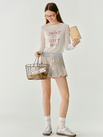 A-Line Shorts Peplum Plaid Pants【s0000011968】
