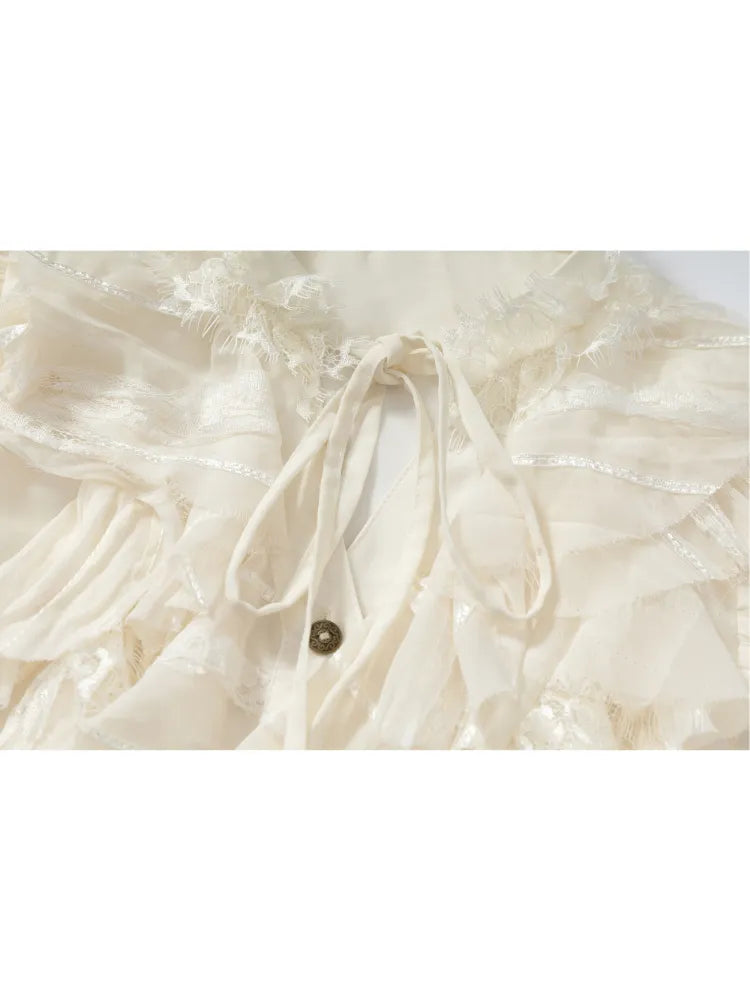 Court-Style Lace Chiffon Shirt【s0000013948】