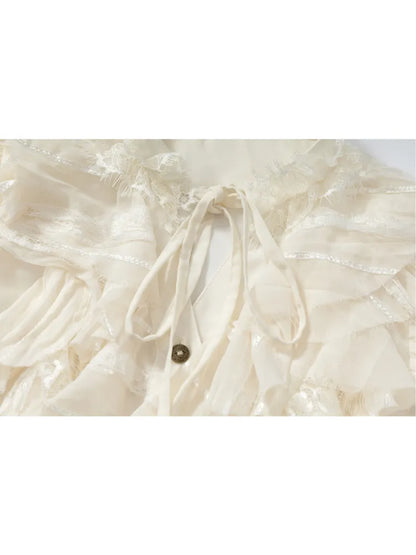 Court-Style Lace Chiffon Shirt【s0000013948】