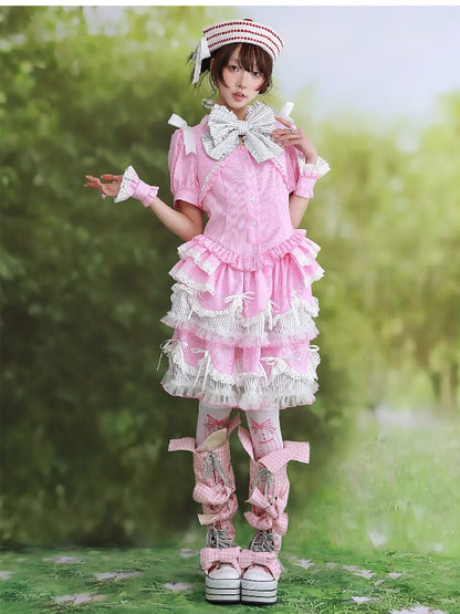 Pink Striped Lolita Shirt Top【s0000016559】