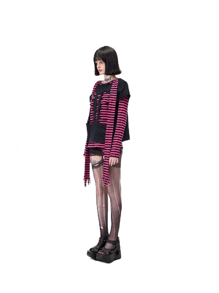 Studded Striped Sun Protection Top【s0000017720】