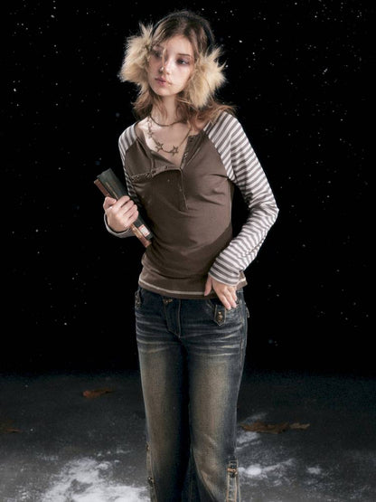 Striped Raglan Sleeve T-Shirt【s0000014430】