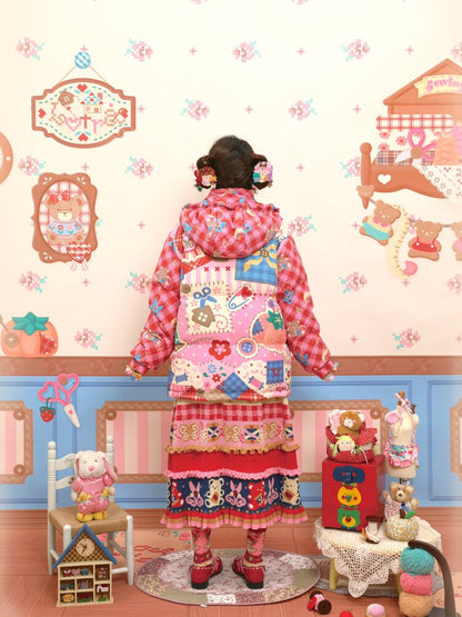 Red Pink White Duck Down Jacket【s0000015567】