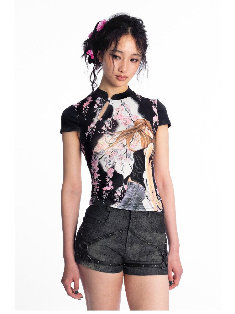 Tie-Dye Denim Studded Hot Pants【s0000018049】