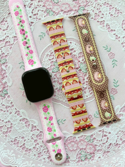 Rose Cake Print iWatch Watch Strap【s0000017466】