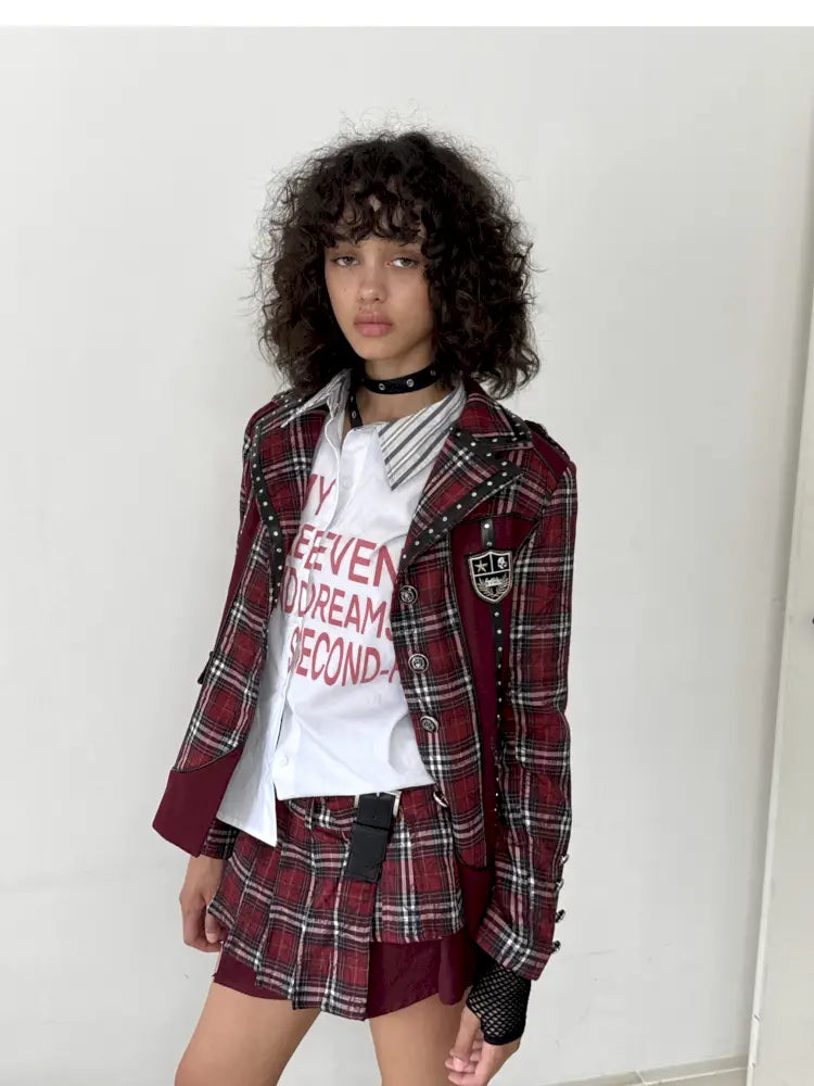 College Style Asymmetric Suit Pleated Skirt【s0000014205】