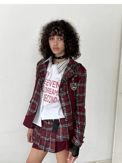 College Style Asymmetric Suit Pleated Skirt【s0000014205】