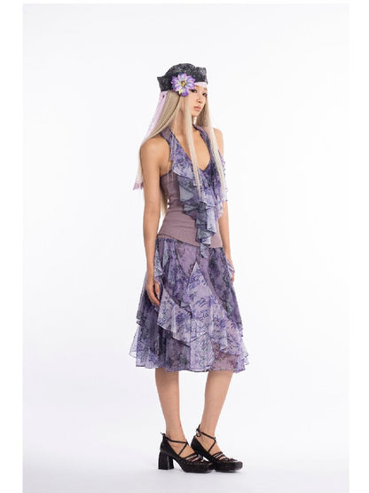 Retro Dream Flower Print Lace Skirt【s0000018061】