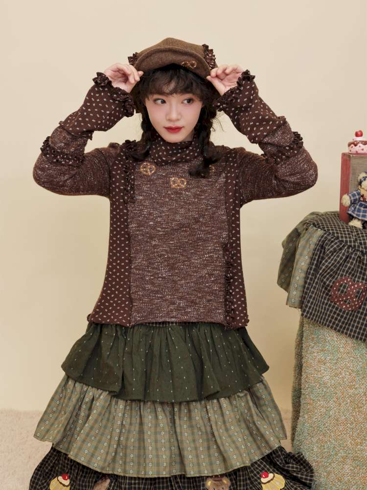 Vintage Girly Color-Blocked Floral Lace Base Layer【s0000014841】
