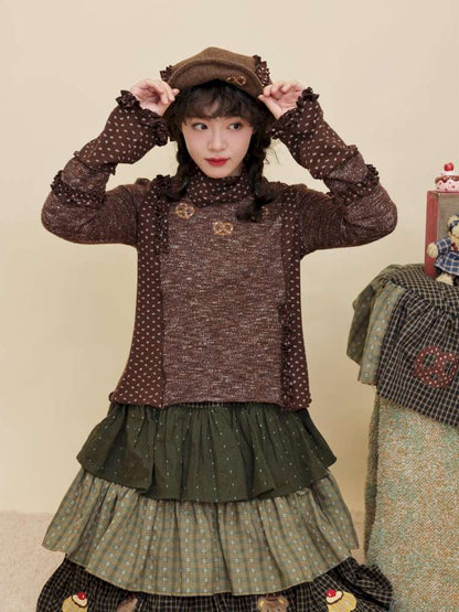 Vintage Girly Color-Blocked Floral Lace Base Layer【s0000014841】