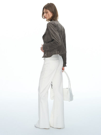 Vintage Suede Slim Cropped Jacket【s0000015859】