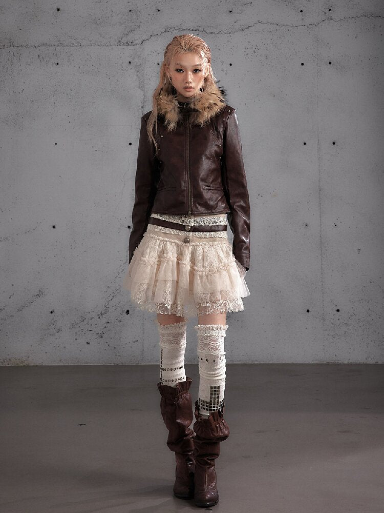 Riveted PU Leather Split Jacket【s0000019156】