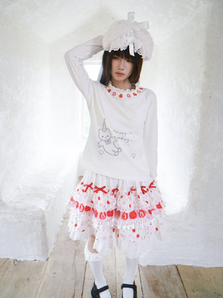 Lace Collar Long Sleeve Top【s0000018536】