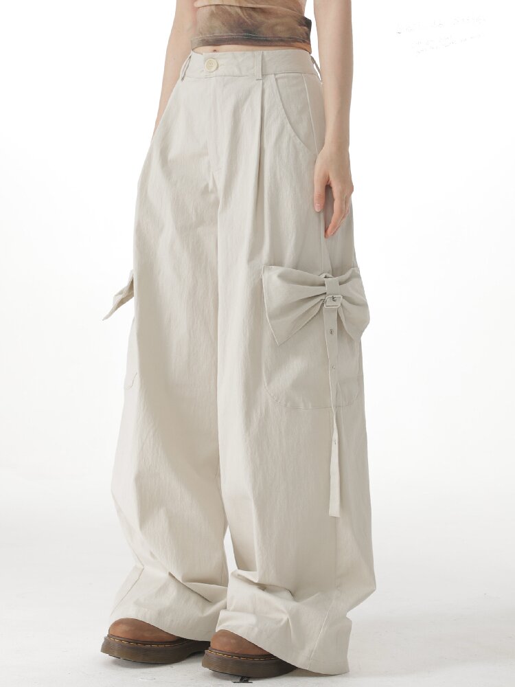 Apricot Bow High Waisted Trousers【s0000017150】