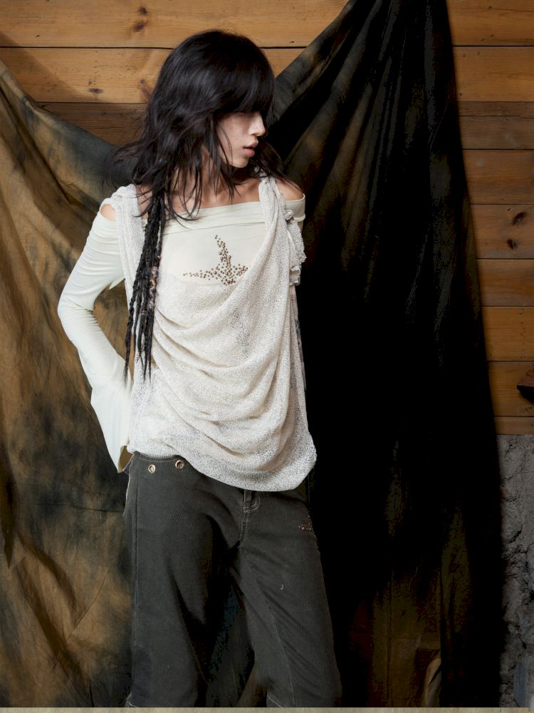 Slim-Fit Off-Shoulder Long-Sleeve T-Shirt【s0000013895】