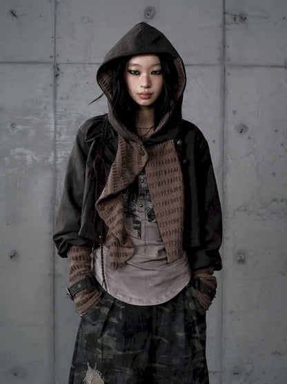 Knit Suede Short Hooded Jacket【s0000014120】