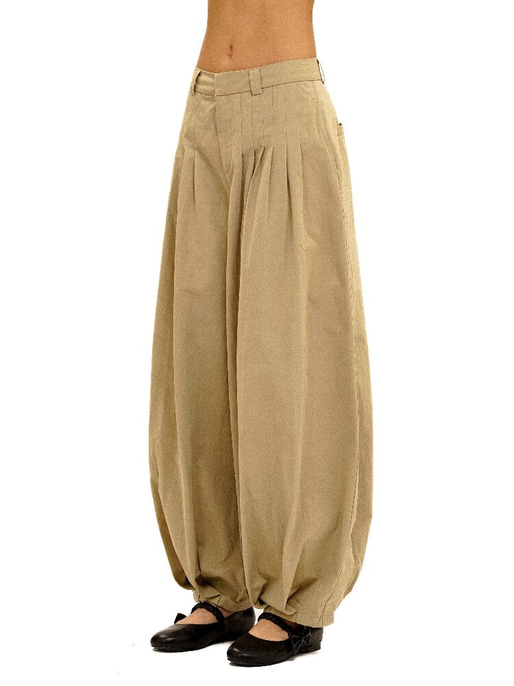 Cotton Pleated Casual Lantern Trousers【s0000016094】