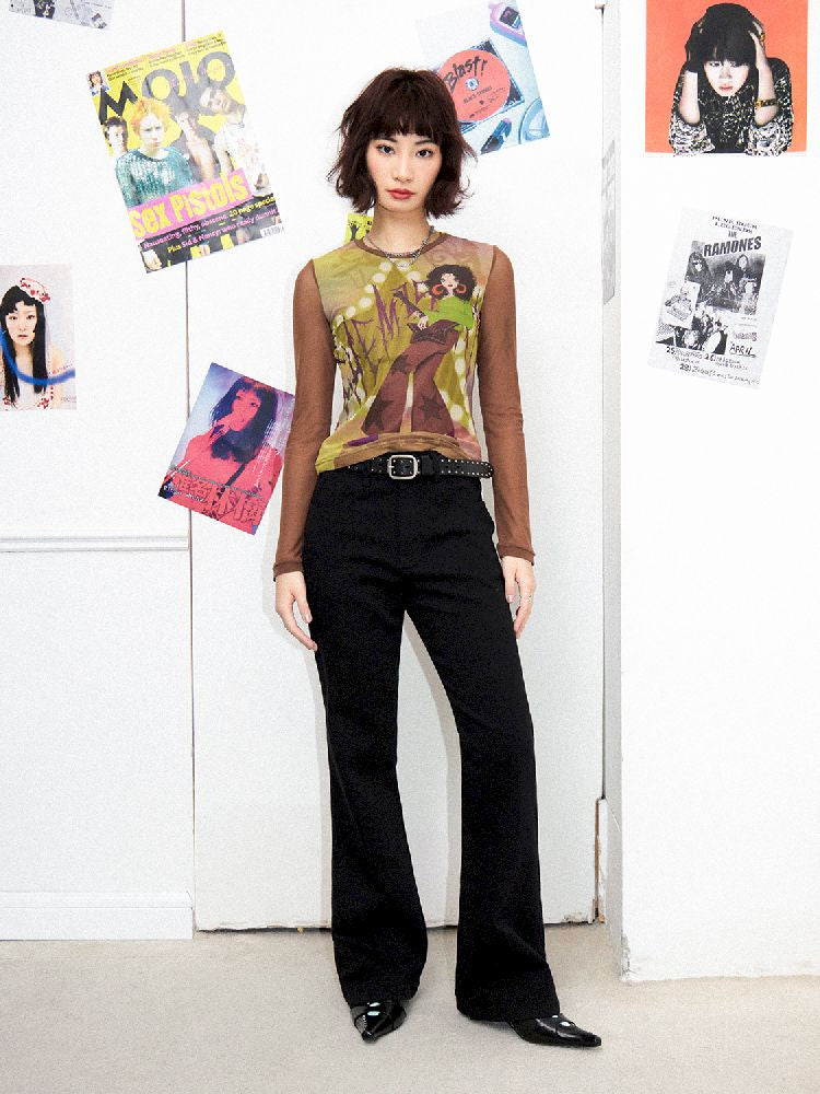 Digital Pattern Printed Long Sleeve T-Shirt【s0000011647】